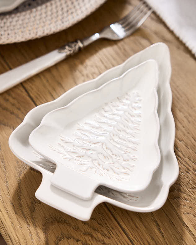 Set of 2 White Tree Side Plates
