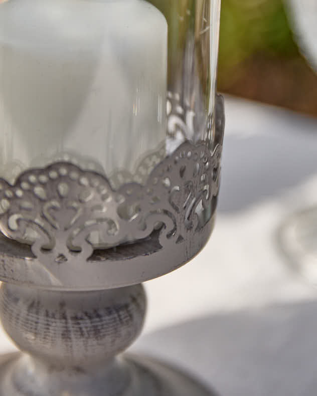 Vintage Hearts Hurricane Candle Holder
