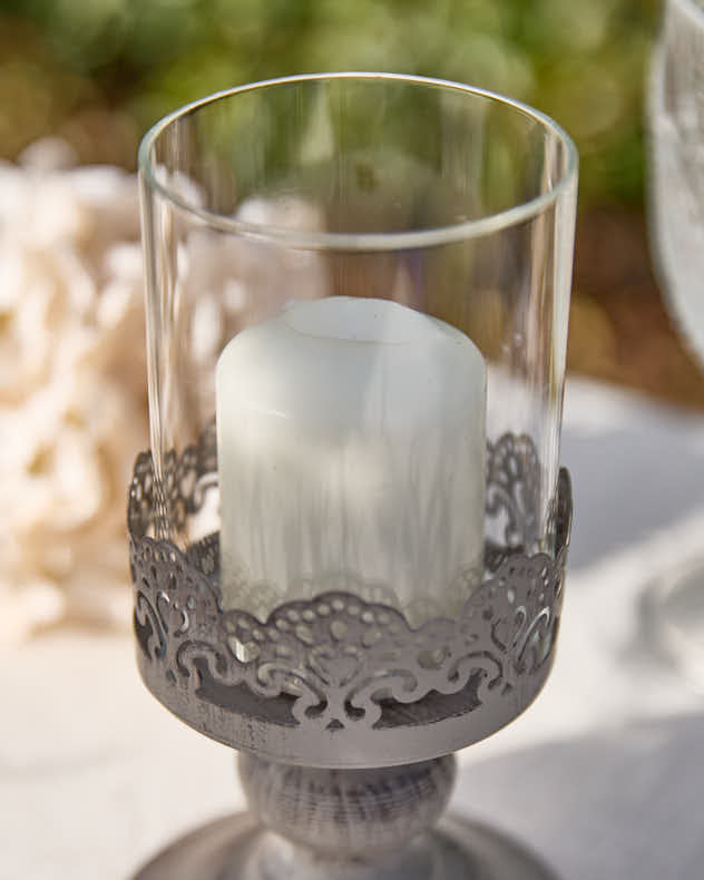 Vintage Hearts Hurricane Candle Holder