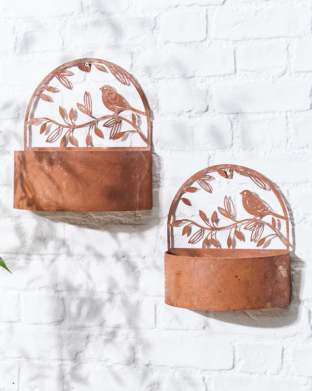 Pots & Planters - Set of 2 Woodland Bird Wall Planters