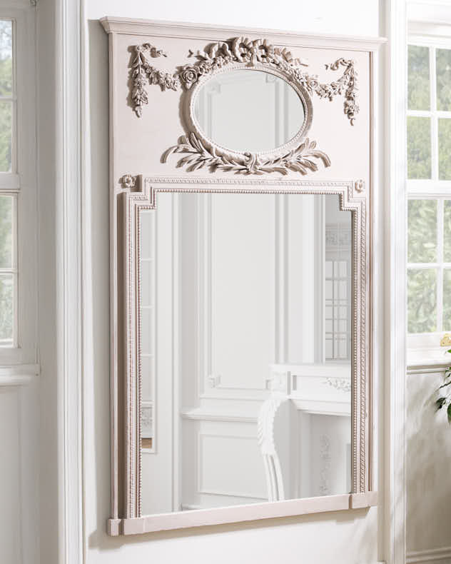 Cream Mirror - Vintage Ornate Ivory Wall Mirror 160cm x 105cm