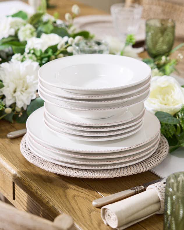 12 Piece Textured Edge Ceramic Dinnerware Set