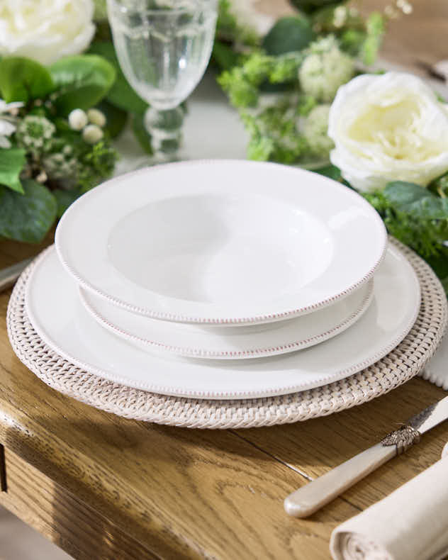 12 Piece Textured Edge Ceramic Dinnerware Set