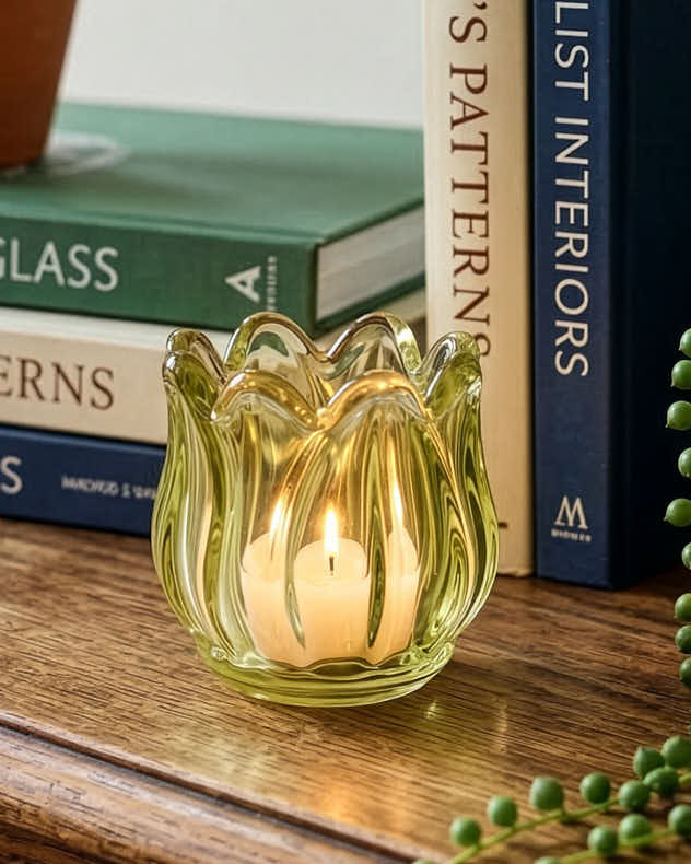 Glass Tulip Tealight Holder