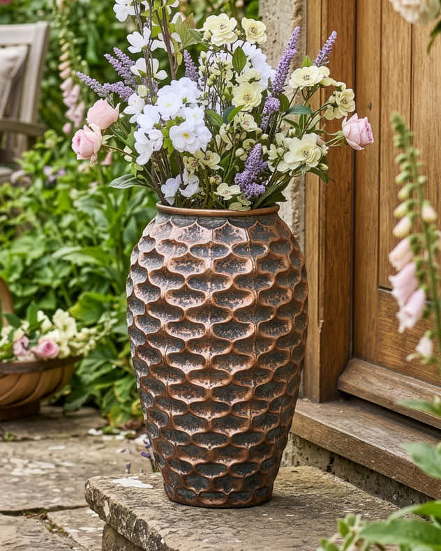 Large Textured Gold Planter