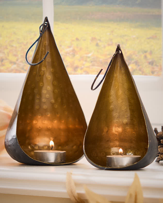 Tea Light Holders - Set of 2 Teardrop Candle Holders