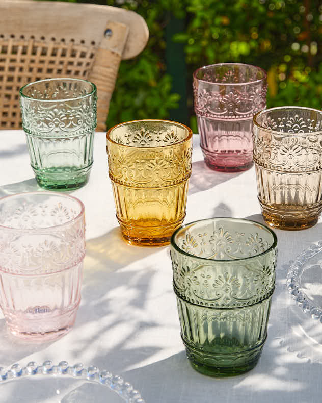 Set of 6 Embossed Pastel Tumblers