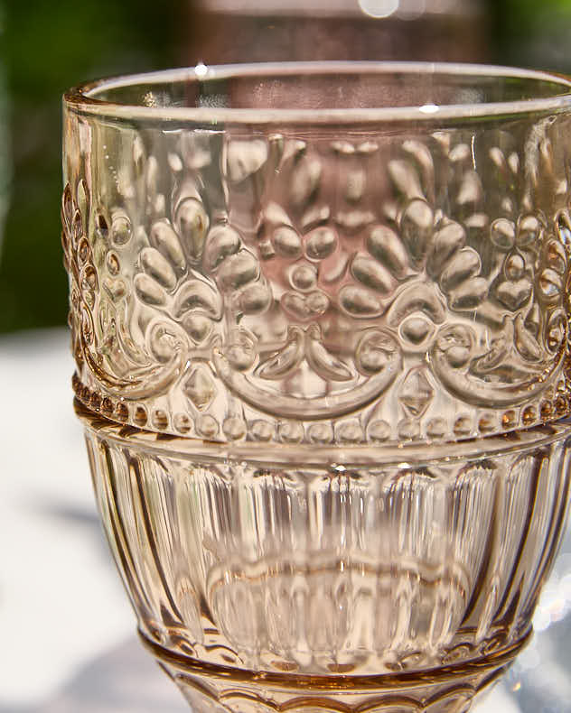 Set of 6 Pastel Embossed Wine Goblets