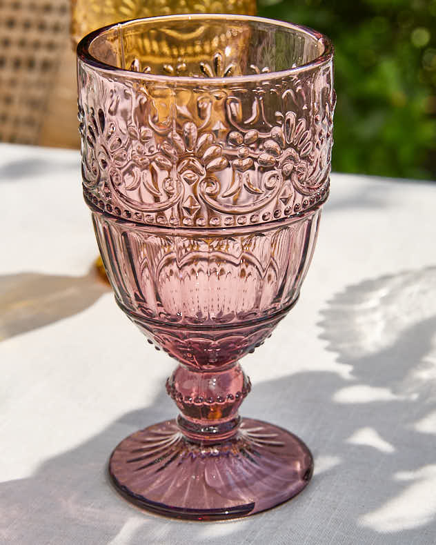 Set of 6 Pastel Embossed Wine Goblets