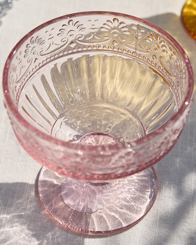 Set of 6 Pastel Footed Glass Bowls