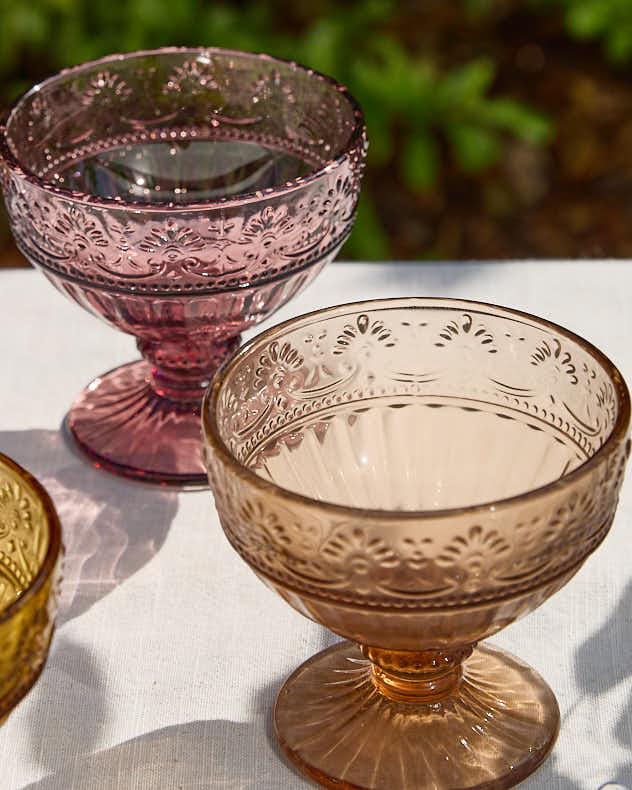 Set of 6 Pastel Footed Glass Bowls