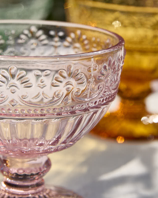 Set of 6 Pastel Footed Glass Bowls