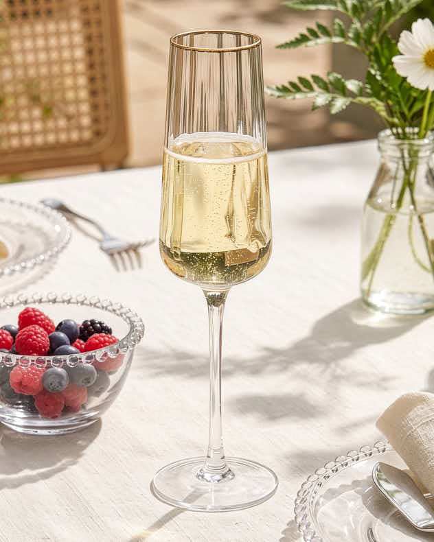 Set of 4 Ribbed Vintage Champagne flutes