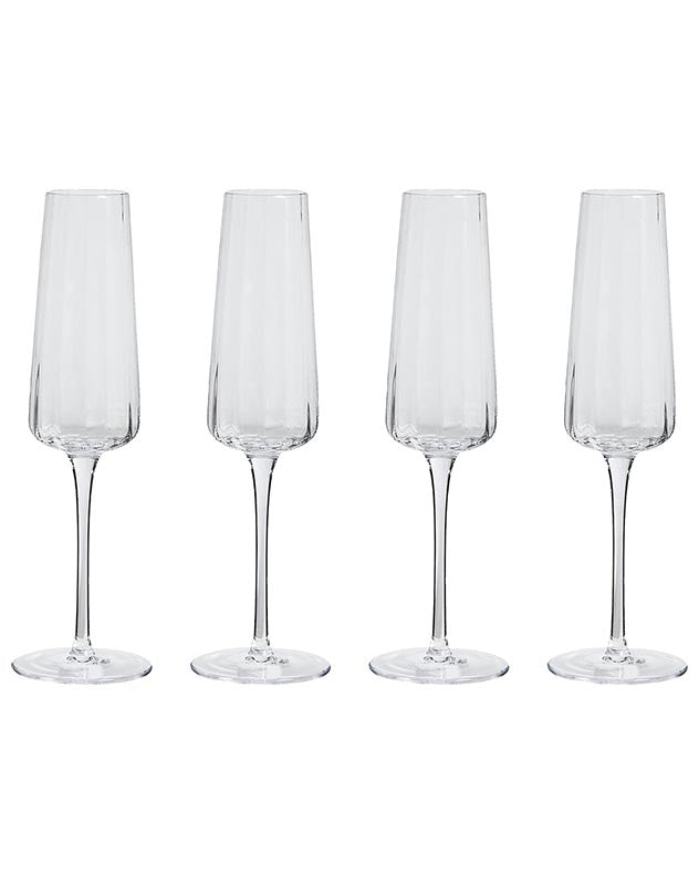 Set of 4 Ribbed Vintage Champagne flutes