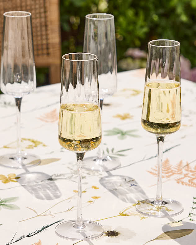 Set of 4 Ribbed Vintage Champagne flutes