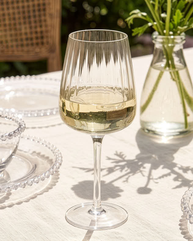 Set of 4 Ribbed Vintage Wine Glasses