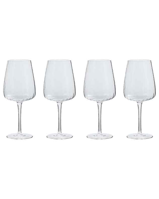 Set of 4 Ribbed Vintage Wine Glasses