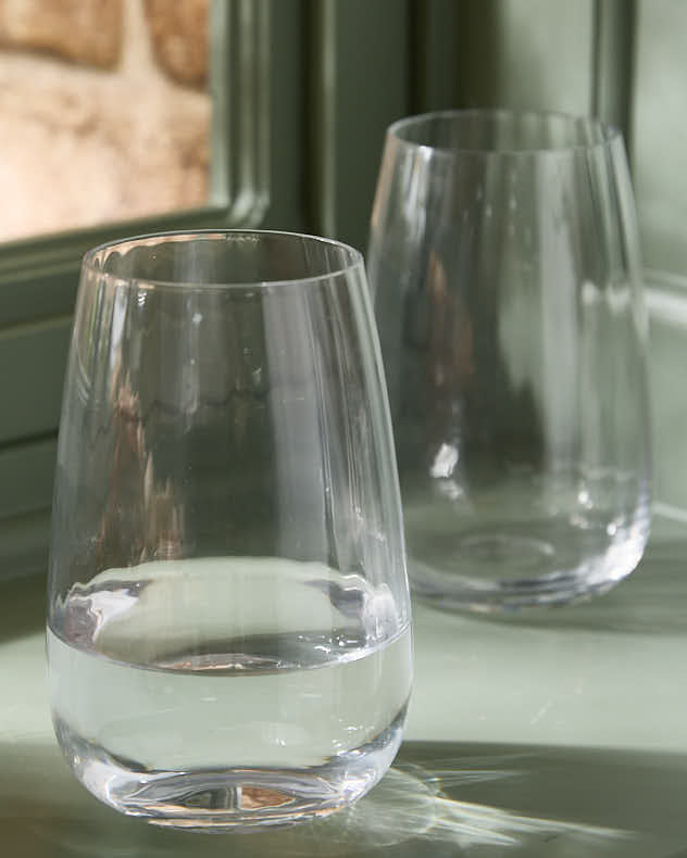 Set of 4 Ribbed Vintage Highball Glasses
