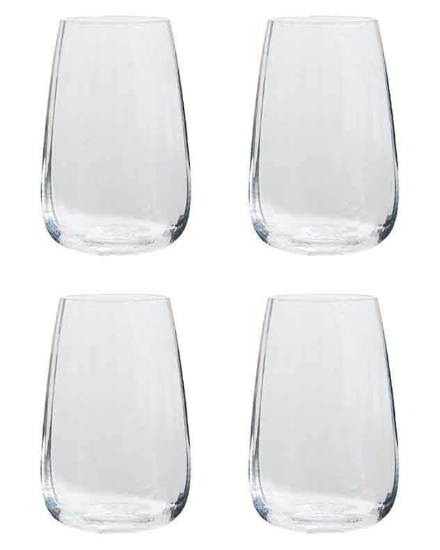Set of 4 Ribbed Vintage Highball Glasses
