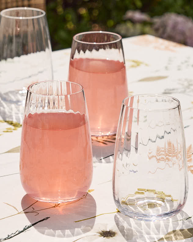 Set of 4 Ribbed Vintage Highball Glasses