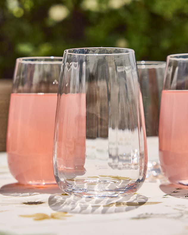 Set of 4 Ribbed Vintage Highball Glasses