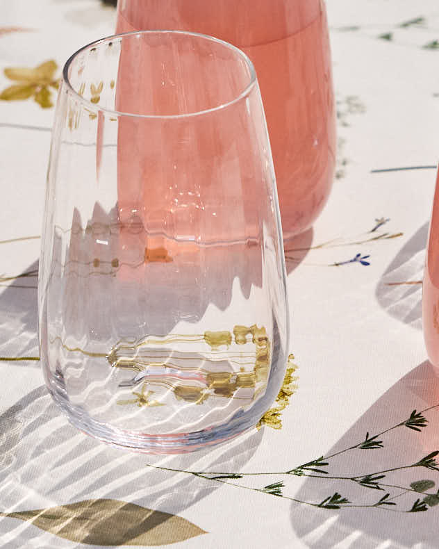 Set of 4 Ribbed Vintage Highball Glasses