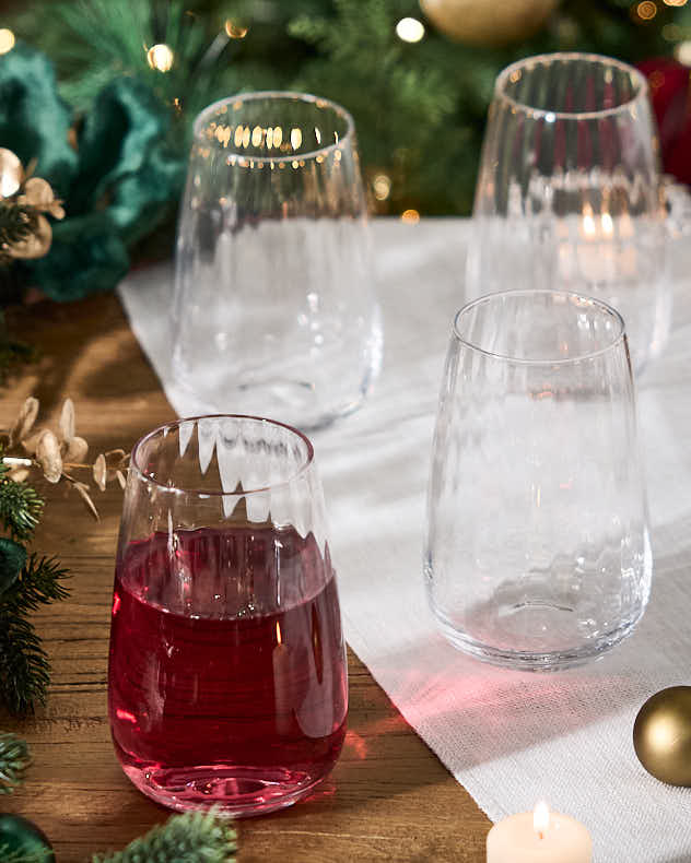 Set of 4 Ribbed Vintage Highball Glasses