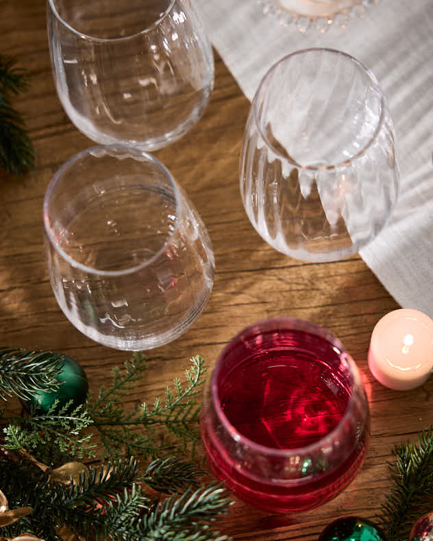 Set of 4 Ribbed Vintage Highball Glasses