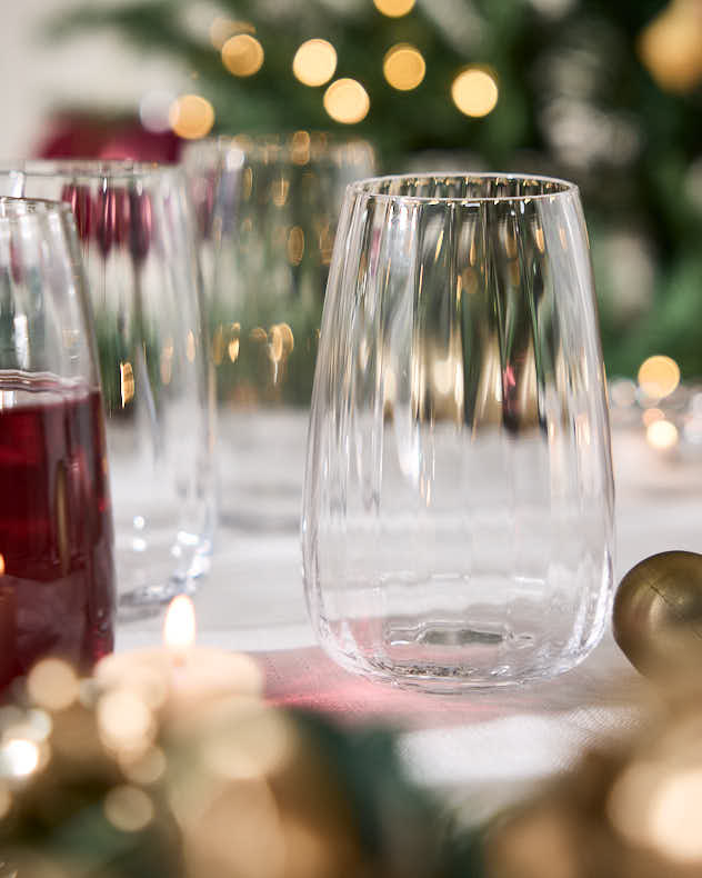 Set of 4 Ribbed Vintage Highball Glasses