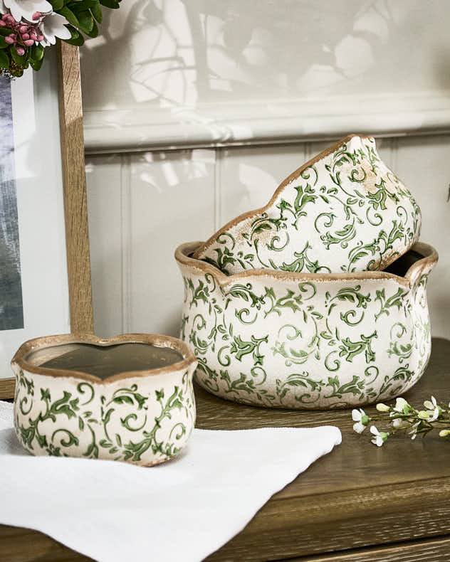 Irina Green Botanical Set of 3 Planters