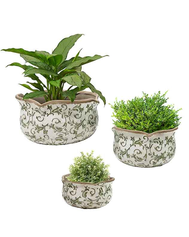 Pots &amp; Planters - Irina Green Botanical Set of 3 Planters