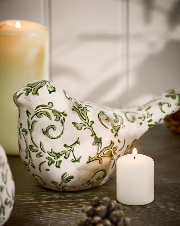 Set mit 2 Irina Green botanischen Vogelornamenten