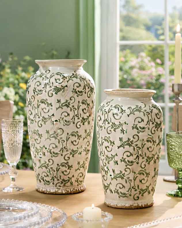 Irina Green Botanical Urn Vase