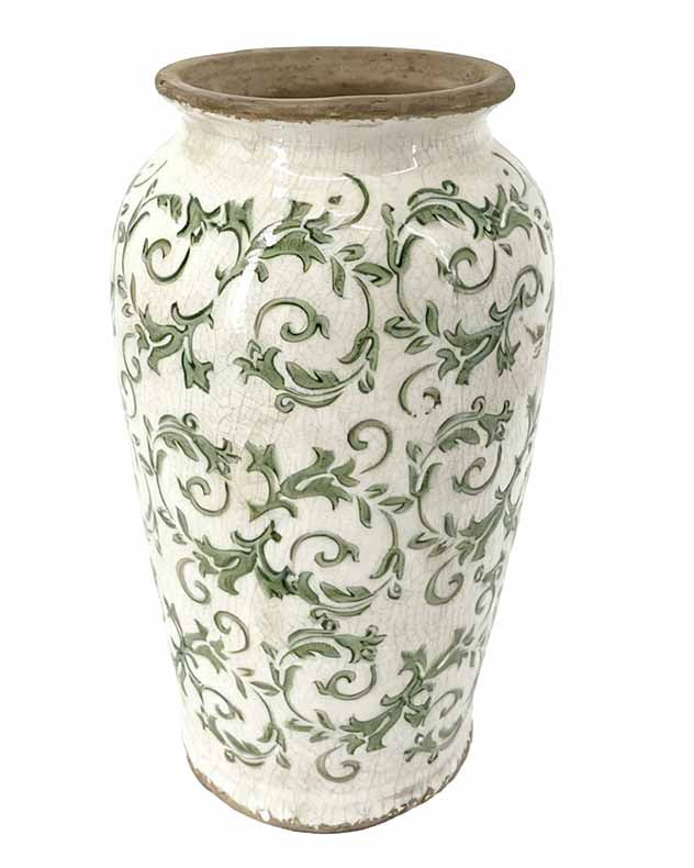 Irina Green Botanical Urn Vase