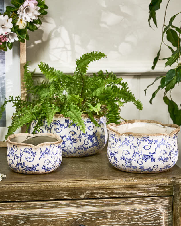 Gifting - Personalised Solene Blue Gift Set of 3 Planters