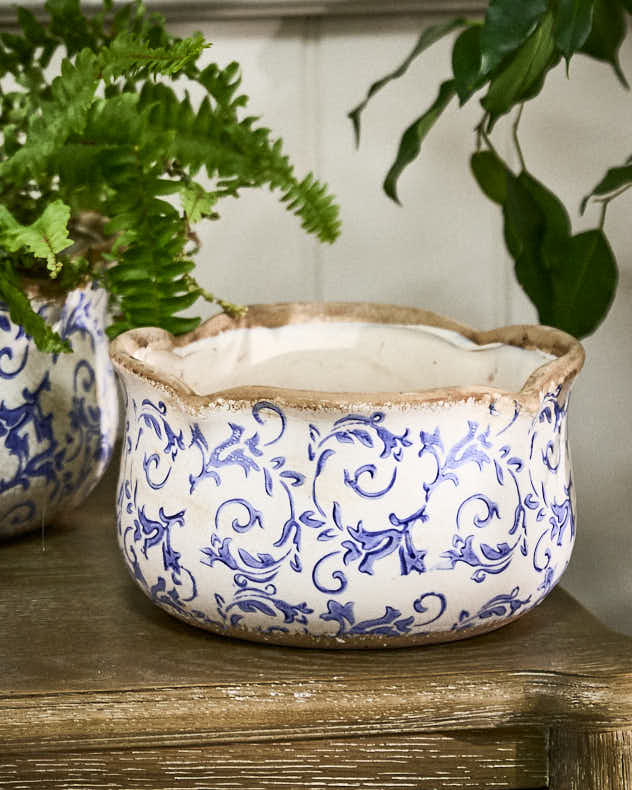 Solene Blue Botanical Set of 3 Planters