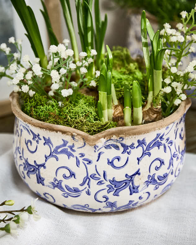 Solene Blue Botanical Set of 3 Planters