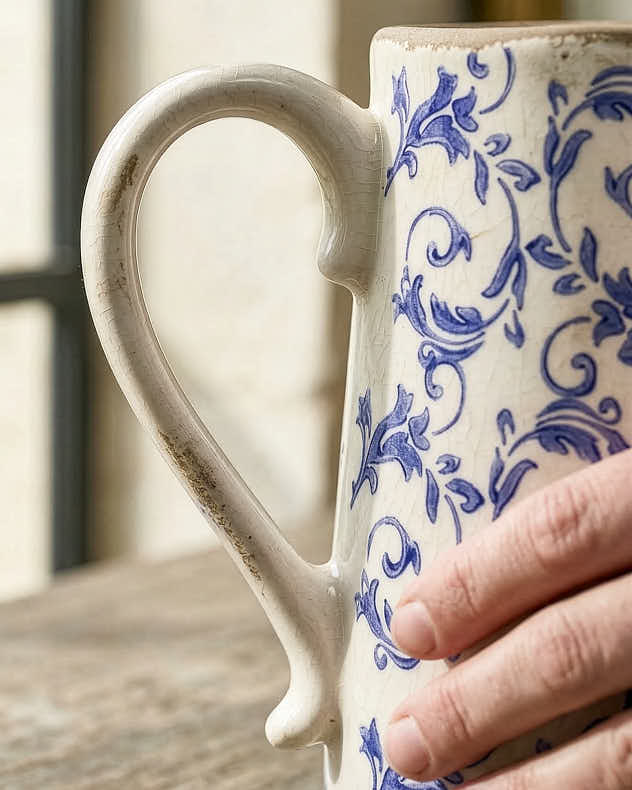 Jug Vase Large - Solene Blue Botanical Pitcher Jug