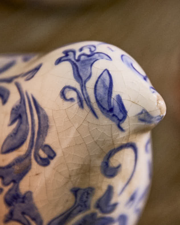 Set of 2 Solene Blue Botanical Bird Ornaments