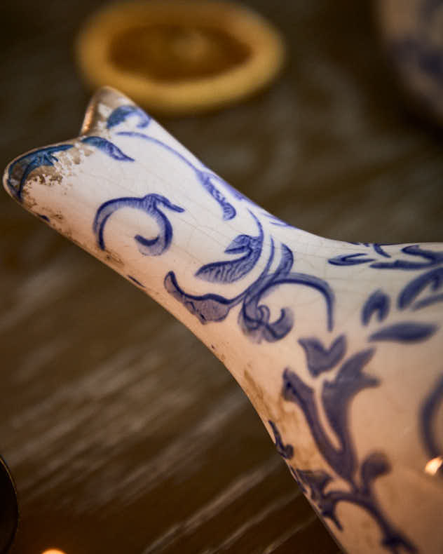 Set of 2 Solene Blue Botanical Bird Ornaments