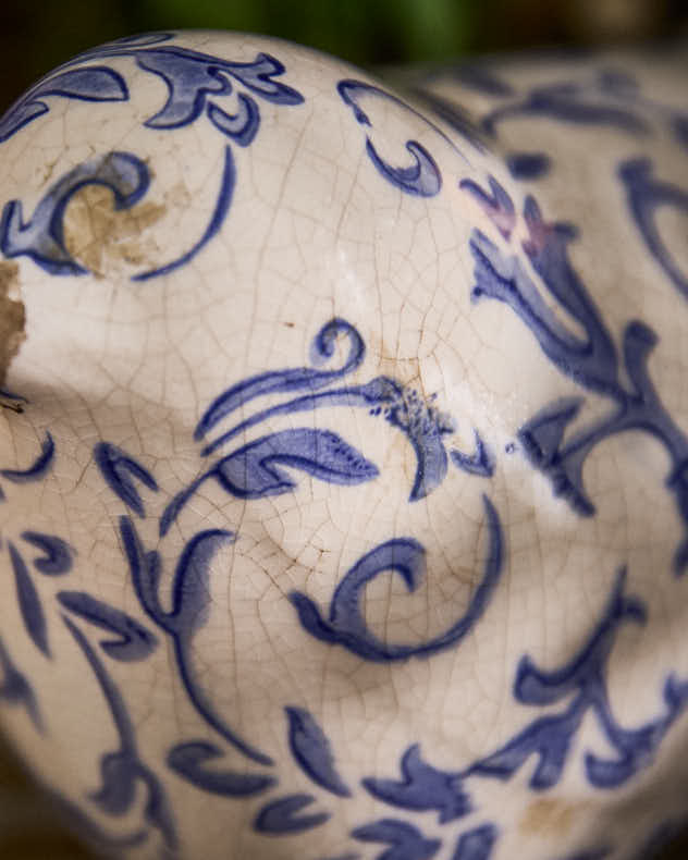 Set of 2 Solene Blue Botanical Bird Ornaments