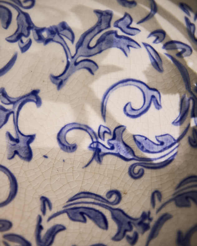 Solene Blue Botanical Urn Vase