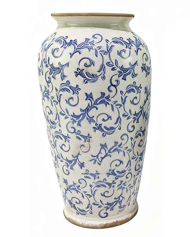 Solene Blue Botanical Urn Vase