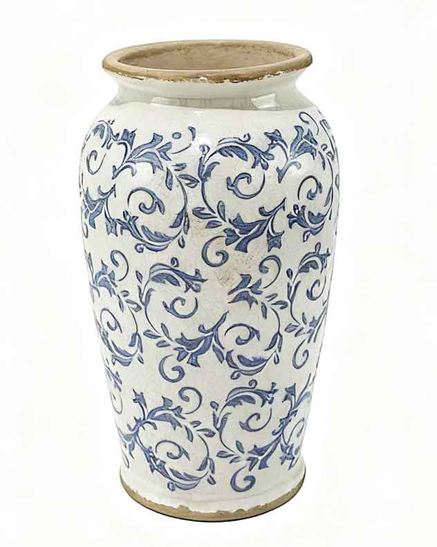 Solene Blue Botanical Urn Vase