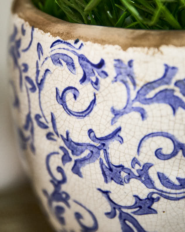 Pots &amp; Planters - Solene Blue Botanical Planter