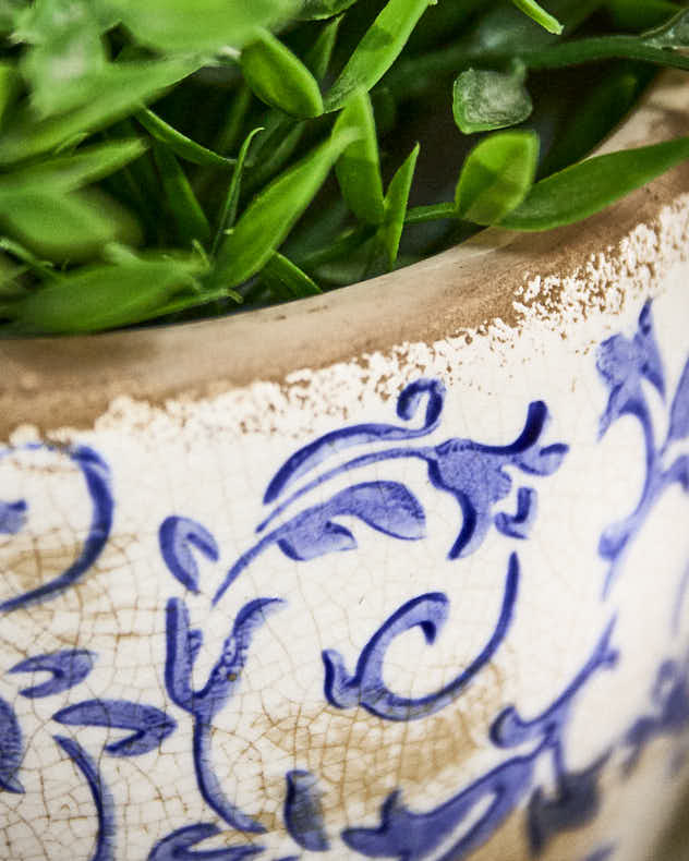 Pots &amp; Planters - Solene Blue Botanical Planter