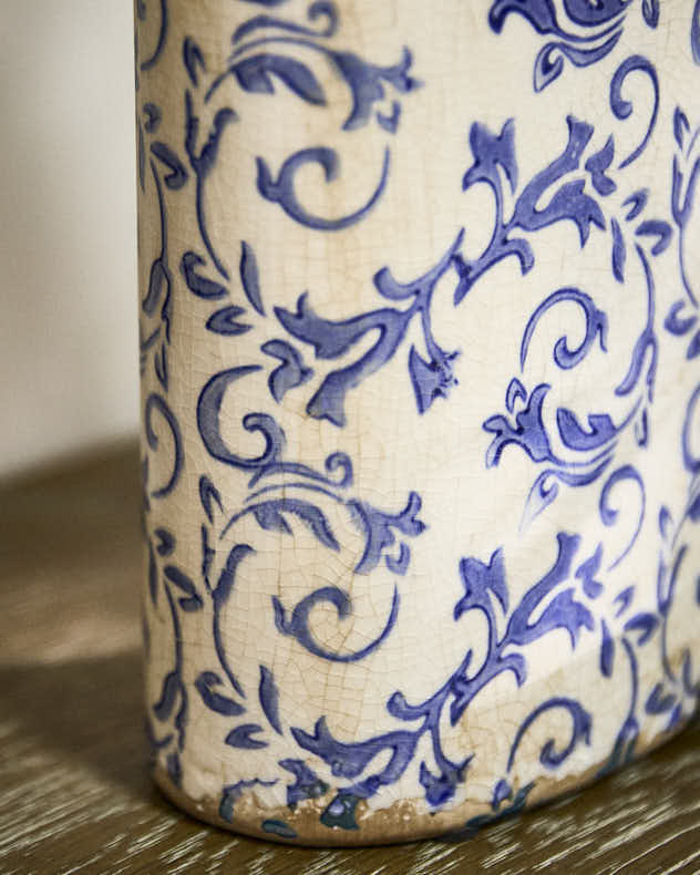 Solene Blue Botanical Bottle Vase