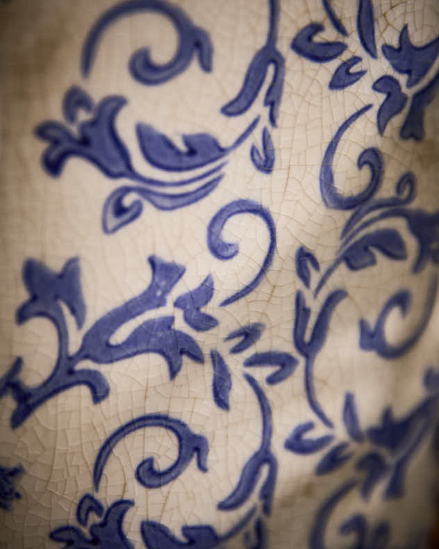 Solene Blue Botanical Bottle Vase