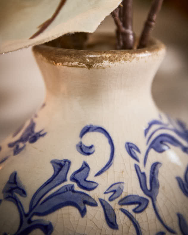 Solene Blue Botanical Bottle Vase