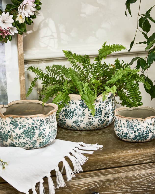 Personalised Fiorella Teal Gift Set of 3 Planters
